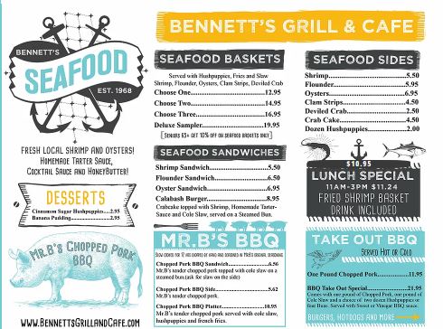Bennetts Grill And Cafe General Menu