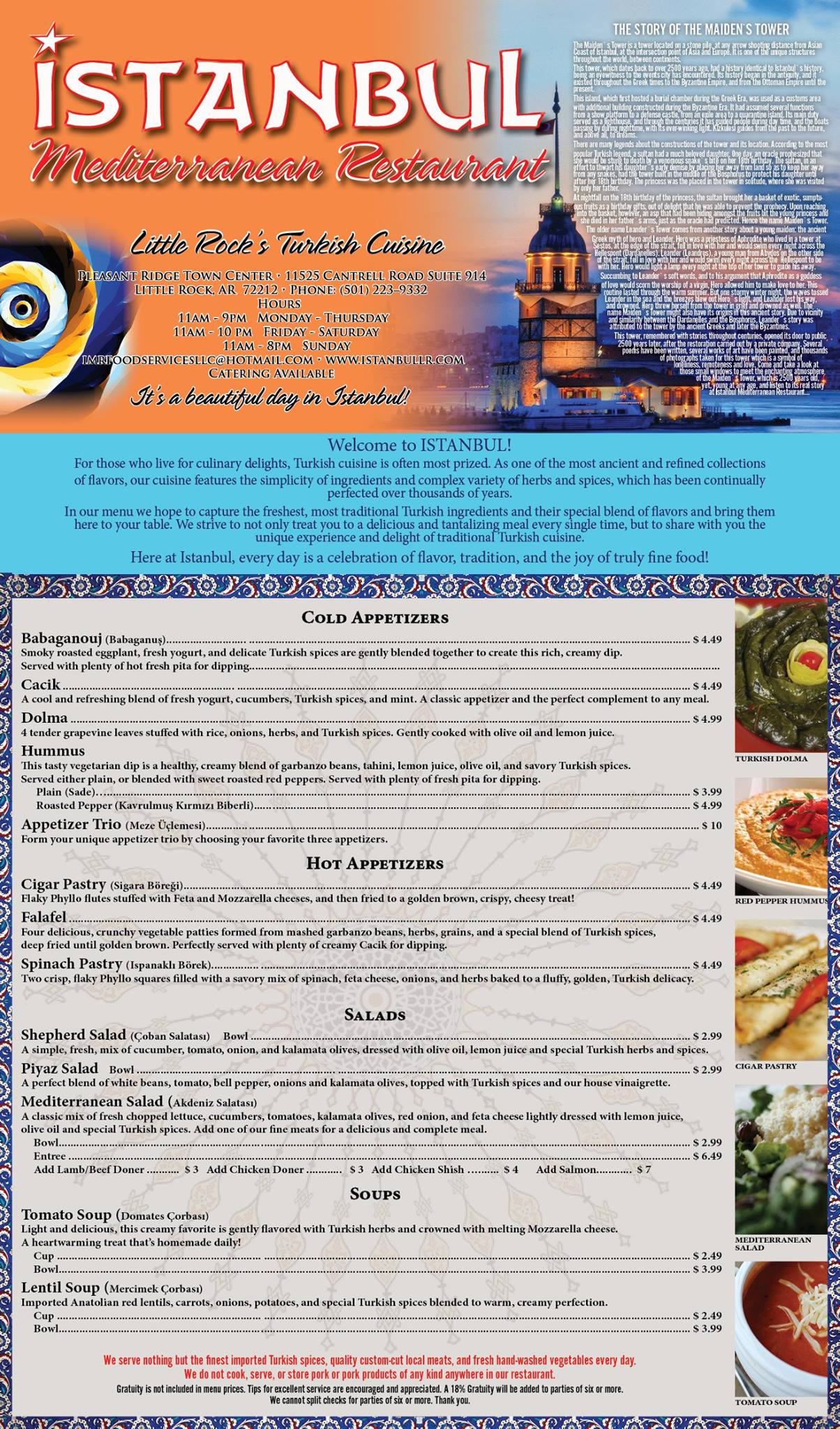 Istanbul Mediterranean Restaurant General Menu