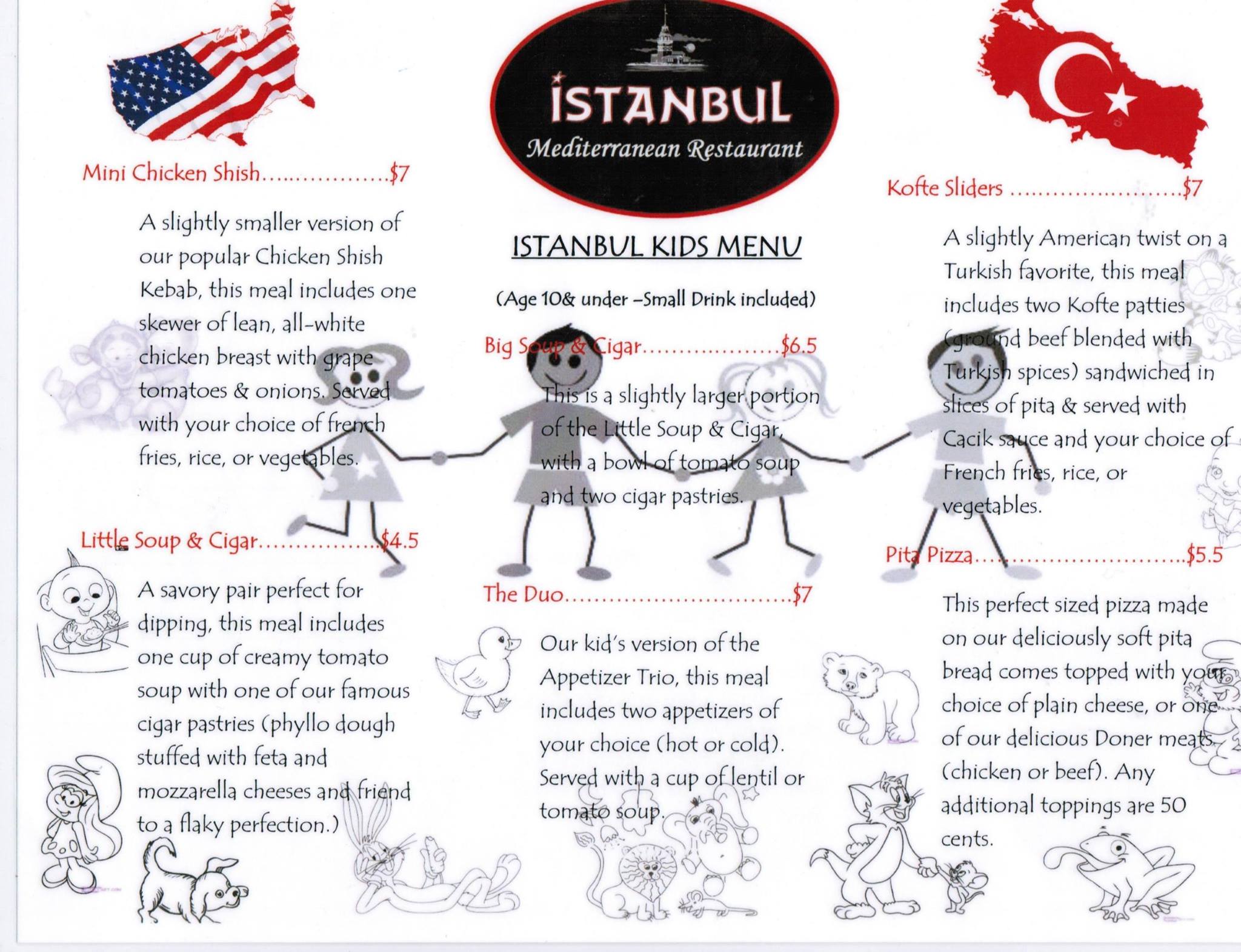Istanbul Mediterranean Restaurant Kids Menu