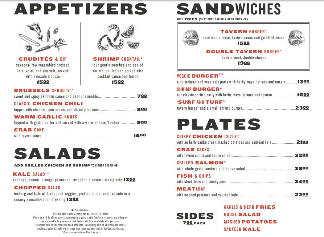 Little Jacks Tavern General Menu