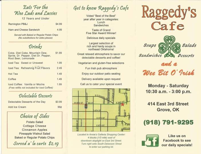 Raggedy's Cafe General Menu